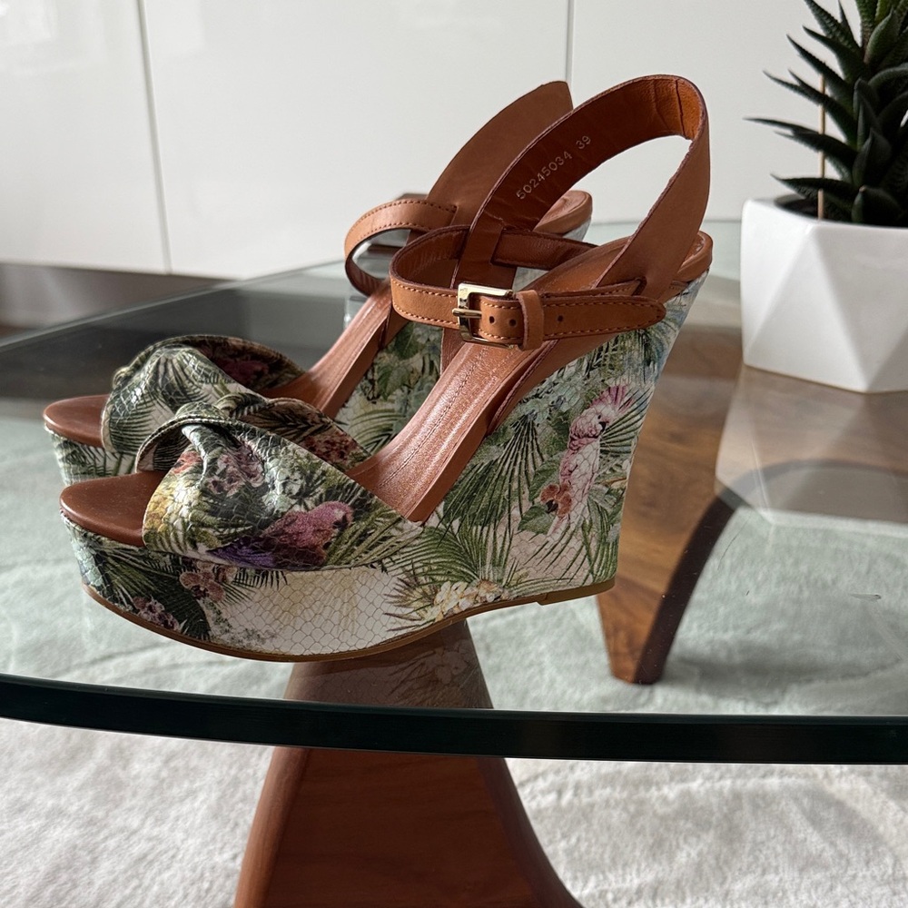 Hugo Boss Tropical Print Wedge Heels